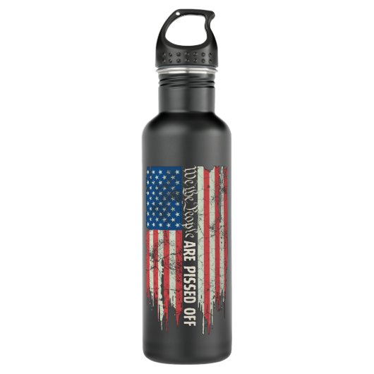 Bouteille D'eau Distressed américain Drapeau We the People (Devant)