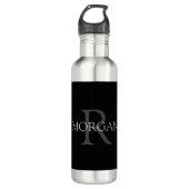 Bouteille D'eau do-it-yourself Monogramme & Nom, Noir classique, T (Devant)