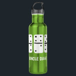 Bouteille D'eau Dominos blancs avec points noirs Personnalisé<br><div class="desc">Ajoutez un nom ou un autre texte pour créer la bouteille d'eau personnalisée parfaite. Cette bouteille présente des illustrations simples,  dessinées à la main,  de dominos blancs avec des points noirs et des impressions.</div>