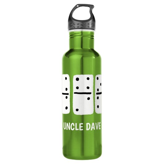 Bouteille D'eau Dominos blancs avec points noirs Personnalisé (Devant)