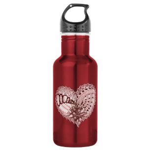 Bouteille D'eau Doodle de feu de coeur rouge