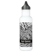 Bouteille D'eau Doodle noir et blanc dessiné à la main Motif Art Z (Gauche)