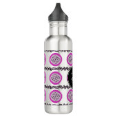 Bouteille D'eau Doodles de monogramme de fruit de dragon violet (Gauche)