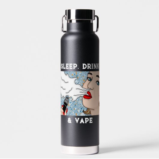 Bouteille D'eau Dormir, Boire et Vape Pop Art Style Dame (Avant)