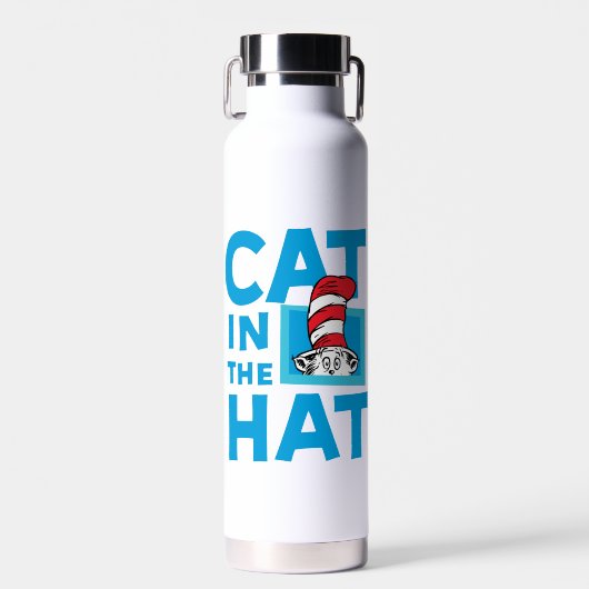 Bouteille D'eau Dr Seuss | Chat dans le logo du Casquette (Avant)