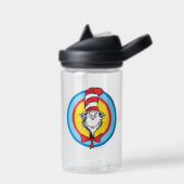 Bouteille D'eau Dr. Seuss | Graphisme de tête de Chat dans le Chap (Gauche)