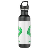 Bouteille D'eau Dragon coeur vert personnalisé sur blanc (Devant)