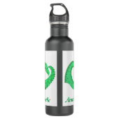 Bouteille D'eau Dragon coeur vert personnalisé sur blanc (Dos)