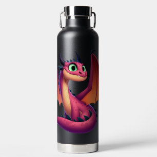 Bouteille D'eau Dragon de dessin animé mignon violet/rouge