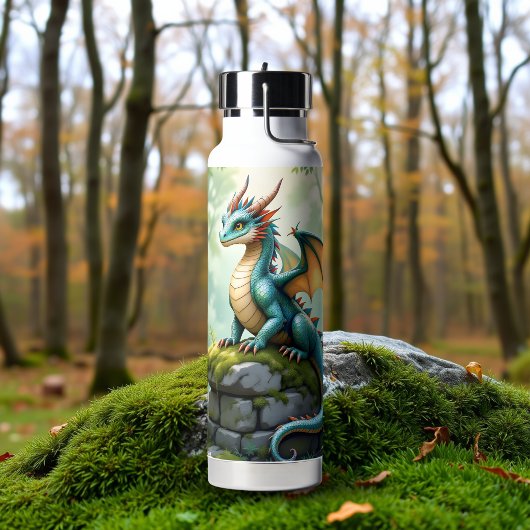 Bouteille D'eau Dragon de Whimsical sur pierre antique