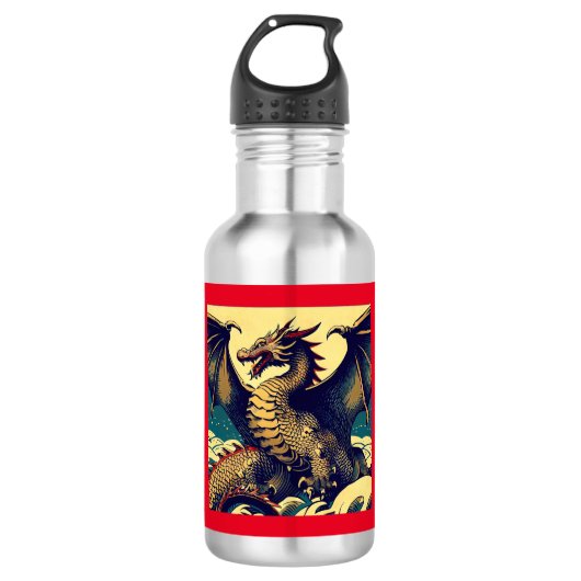 Bouteille D'eau Dragon européen Imaginaire - Bois coupé 1 (Devant)