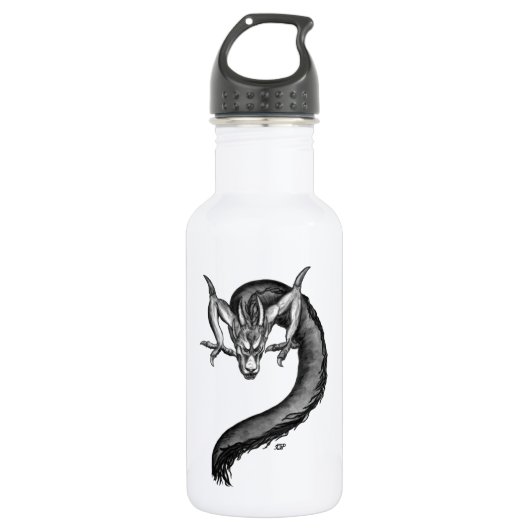 Bouteille D'eau Dragon noir et blanc (Devant)