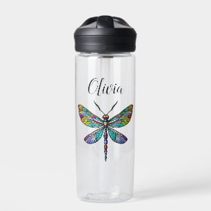 Bouteille D'eau Dragonfly en verre coloré ailes
