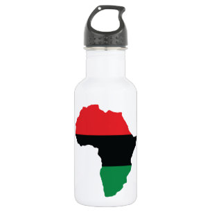 Bouteille D'eau Drapeau Afrique rouge, noire et verte