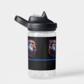 Bouteille D'eau Drapeau américain Aigle Rose Rouge Blanc Bleu (Arrière Complet)