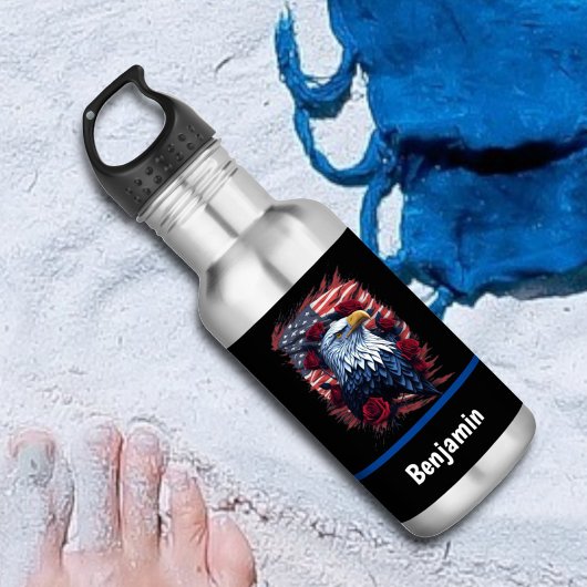 Bouteille D'eau Drapeau américain Aigle Rose Rouge Blanc Bleu