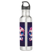 Bouteille D'eau Drapeau américain avec Flamant rose Cartoon-69680 (Dos)