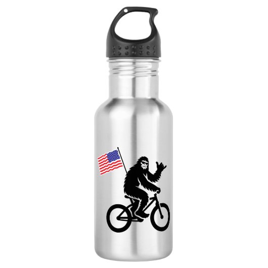 Bouteille D'eau Drapeau américain Bigfoot Cycling (Devant)