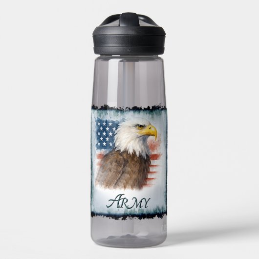 Bouteille D'eau Drapeau américain et aigle de l'armée (Avant)