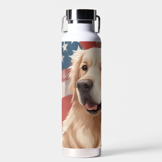 Bouteille D'eau Drapeau américain Golden Retriever (Avant)