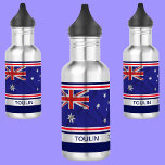 Bouteille D'eau Drapeau australien personnalisé<br><div class="desc">Bouteille en acier inoxydable personnalisée Australia Flag. Une règle personnalisée est parfaite pour les étudiants. Customisez-le avec votre nom pour un look chic girly unique.</div>