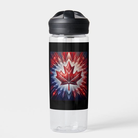 Bouteille D'eau Drapeau canadien Feuille d'érable Fractal (Extérieur)