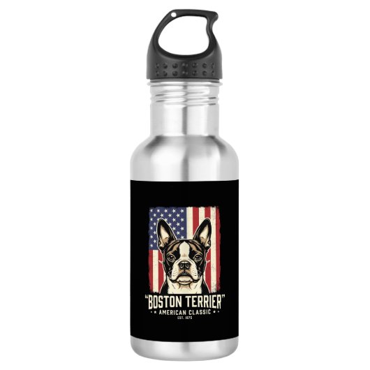 Bouteille D'eau Drapeau Classique Américain Boston Terrier (Devant)