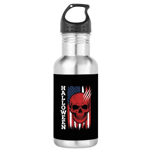Bouteille D'eau Drapeau crâne Halloween Vector Design_1 (Devant)