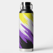 Bouteille D'eau Drapeau de fierté non binaire funky grunge zigzag (Avant)