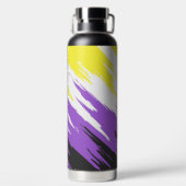 Bouteille D'eau Drapeau de fierté non binaire funky grunge zigzag (Plage)