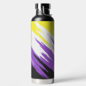 Bouteille D'eau Drapeau de fierté non binaire funky grunge zigzag (Droite)