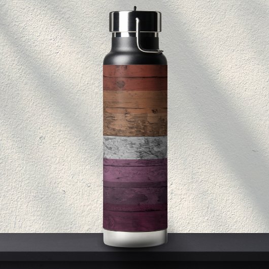 Bouteille D'eau Drapeau de la fierté lesbienne subtile du grain de