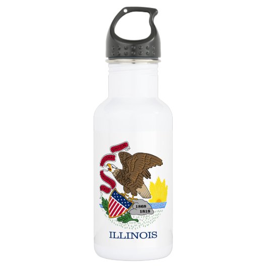 Bouteille D'eau Drapeau de l'État de l'Illinois (Devant)