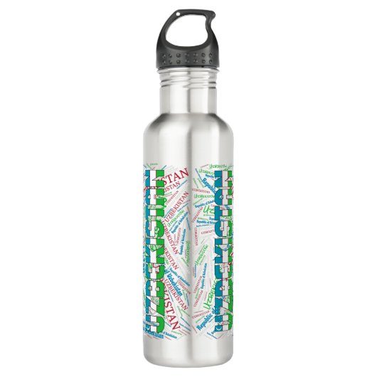 Bouteille D'eau Drapeau de l'Ouzbékistan magnifique patriotique (Devant)