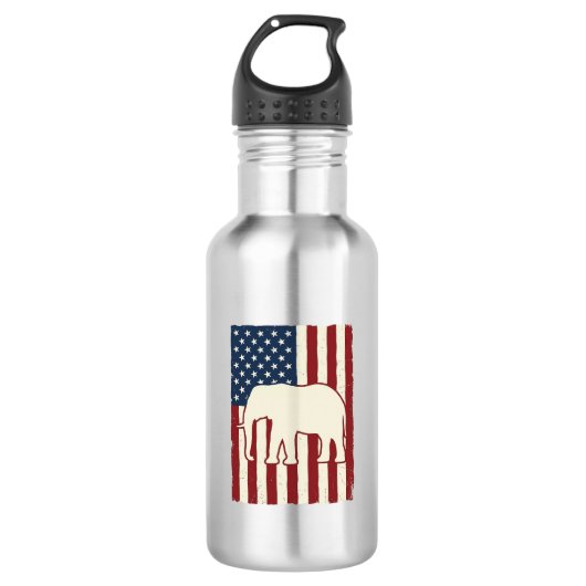 Bouteille D'eau Drapeau d'éléphant patriotique Design vectoriel vi (Devant)