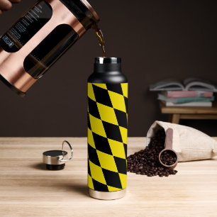 Bouteille D'eau Drapeau diamant Bavière noir et jaune