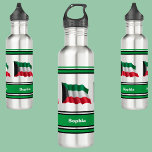 Bouteille D'eau Drapeau Du Koweït Personnalisé De Retour À L'École<br><div class="desc">Drapeau Koweit Personnalisé Retour À L'École Bouteille en acier inoxydable. Customisez-le avec votre nom pour un look chic girly unique.</div>
