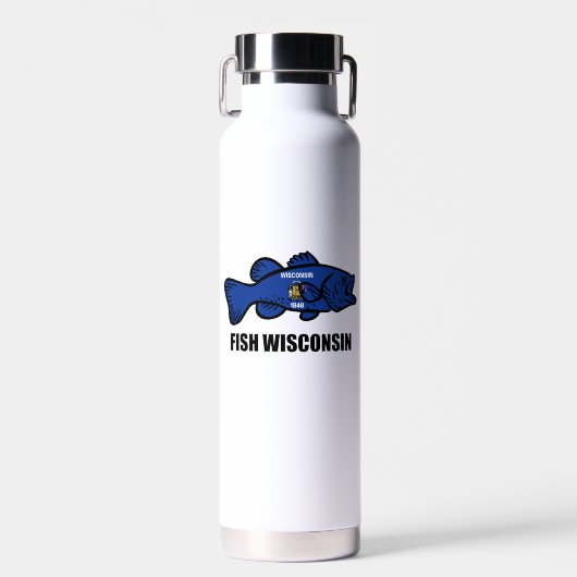 Bouteille D'eau Drapeau du Wisconsin de poisson (Avant)