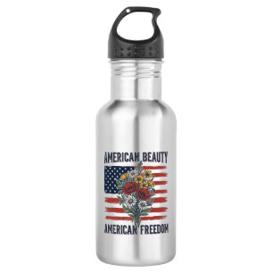 Bouteille D'eau Drapeau Floral de Liberté American Beauty