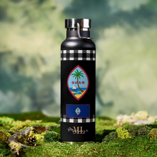 Bouteille D'eau Drapeau Guam Patriotique Isolé (Extérieur)