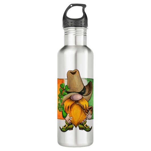 Bouteille D'eau Drapeau irlandais Cowboy Gnome Monogramme (Devant)