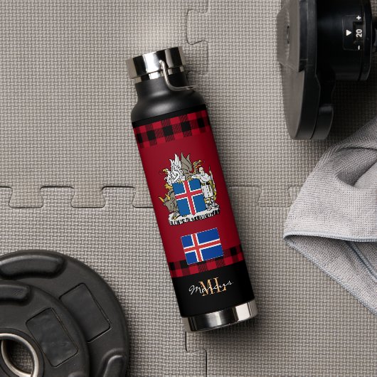 Bouteille D'eau Drapeau islandais Rustique Vacuum Isolé (Couvercle)