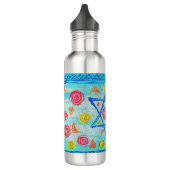 Bouteille D'eau Drapeau israélien lunaire avec fleurs & coeurs (Gauche)