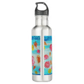 Bouteille D'eau Drapeau israélien lunaire avec fleurs & coeurs (Dos)