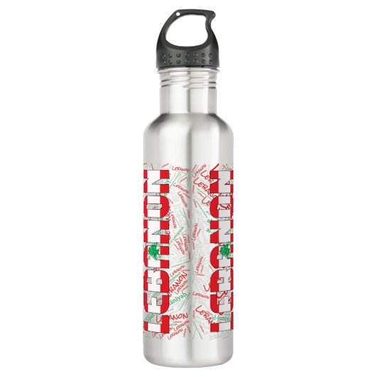 Bouteille D'eau Drapeau Liban magnifique patriotique (Devant)