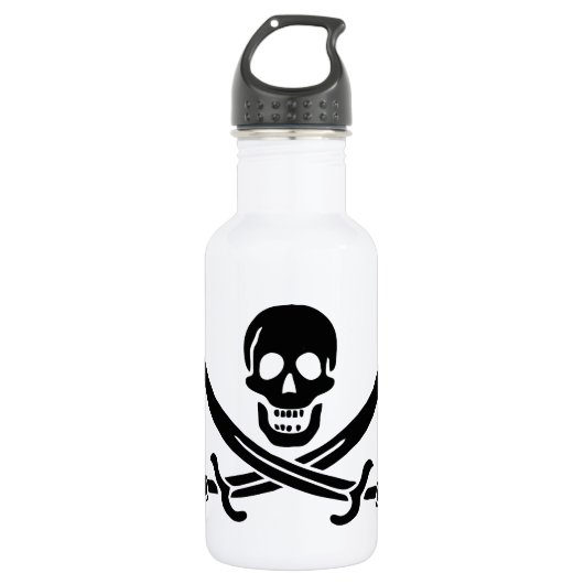Bouteille D'eau Drapeau pirate crâne épées croisées (Devant)