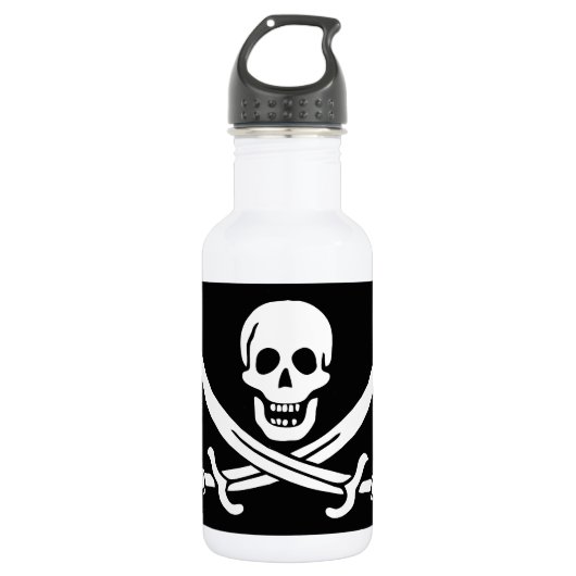 Bouteille D'eau Drapeau pirate crâne épées croisées (Devant)