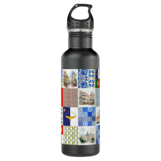 Bouteille D'eau Drapeau Portugal et drapeau des Açores