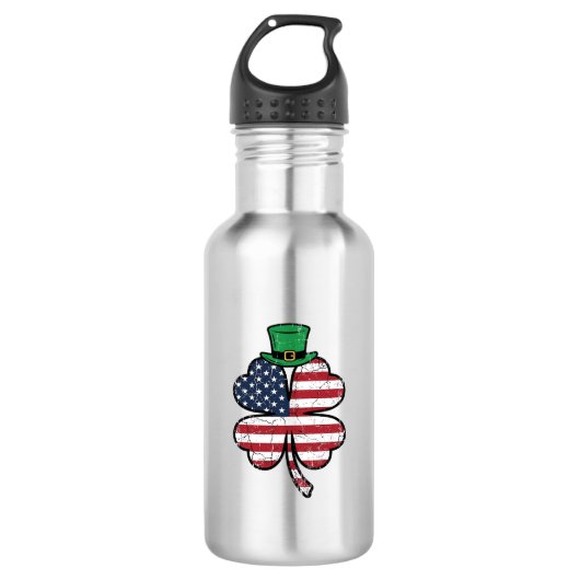 Bouteille D'eau Drapeau Trèfle Vintage Saint-Patrick (Devant)