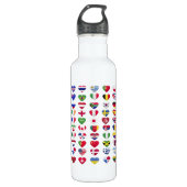 Bouteille D'eau Drapeaux de la forme cardiaque des pays (Devant)